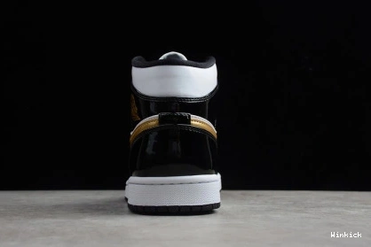 Patent Jordan 1 Air Black White Gold Mid 852542-007 0825
